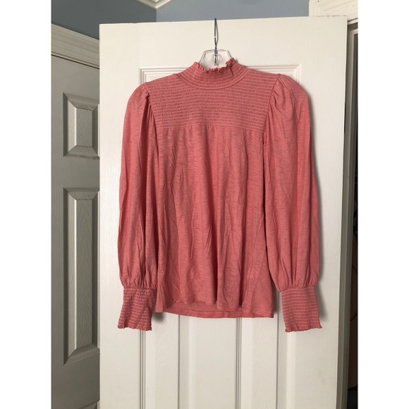 Nation LTD Sz Sm Sandrine Boheme Pink Puff Sleeve Top Blouse Cottage Boho - Picture 2 of 8